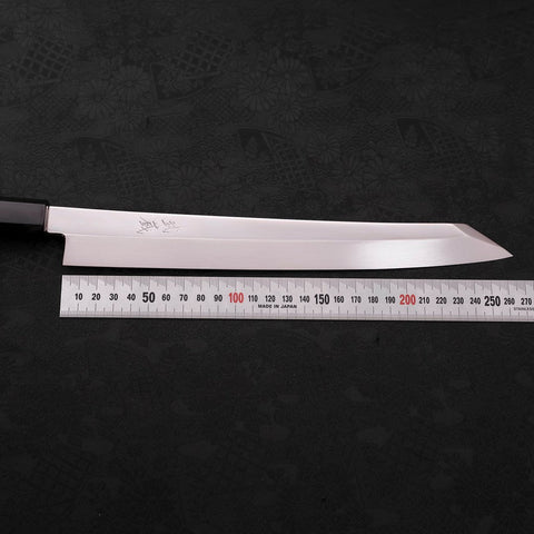 Yanagi Kiritsuke Silver Steel #3 Honyaki Kagami Büffelhorn und Wenge Griff 270mm-[Musashi]-[Japan-Küchenmesser]