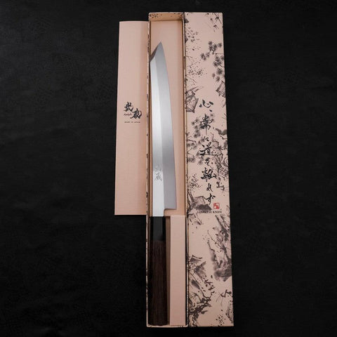 Yanagi Kiritsuke Silver Steel #3 Honyaki Kagami Büffelhorn und Wenge Griff 270mm-[Musashi]-[Japan-Küchenmesser]