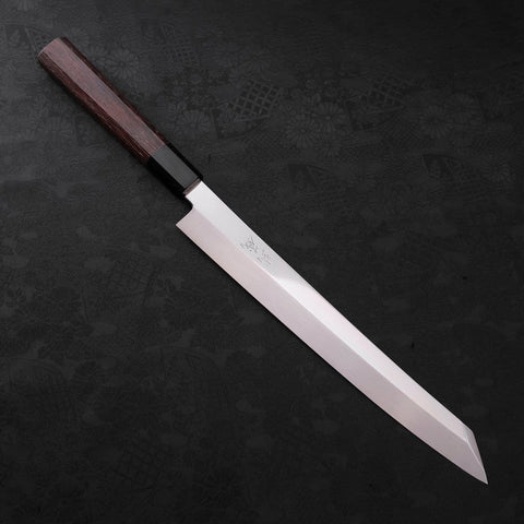 Yanagi Kiritsuke Silver Steel #3 Honyaki Kagami Büffelhorn und Wenge Griff 270mm-[Musashi]-[Japan-Küchenmesser]