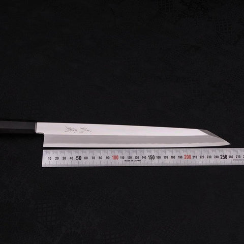 Yanagi Kiritsuke Silver Steel #3 Kagami Büffelhorn und Ebenholz Griff 270mm-[Musashi]-[Japan-Küchenmesser]