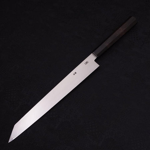 Yanagi Kiritsuke Silver Steel #3 Kagami Büffelhorn und Ebenholz Griff 270mm-[Musashi]-[Japan-Küchenmesser]