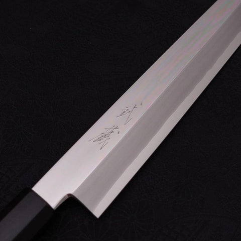 Yanagi Kiritsuke Silver Steel #3 Kagami Büffelhorn und Ebenholz Griff 270mm-[Musashi]-[Japan-Küchenmesser]