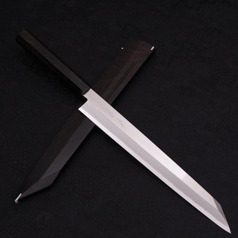 Yanagi Kiritsuke Silver Steel #3 Kagami Büffelhorn und Ebenholz Griff 270mm-[Musashi]-[Japan-Küchenmesser]
