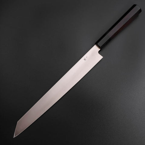 Yanagi Kiritsuke Silver Steel #3 Kasumi Büffelhorn und Ebenholz Griff 260mm-[Musashi]-[Japan-Küchenmesser]