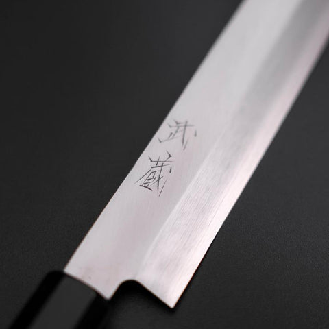 Yanagi Kiritsuke Silver Steel #3 Kasumi Büffelhorn und Ebenholz Griff 260mm-[Musashi]-[Japan-Küchenmesser]