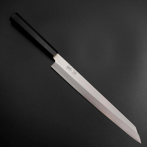 Yanagi Kiritsuke Silver Steel #3 Kasumi Büffelhorn und Ebenholz Griff 260mm-[Musashi]-[Japan-Küchenmesser]