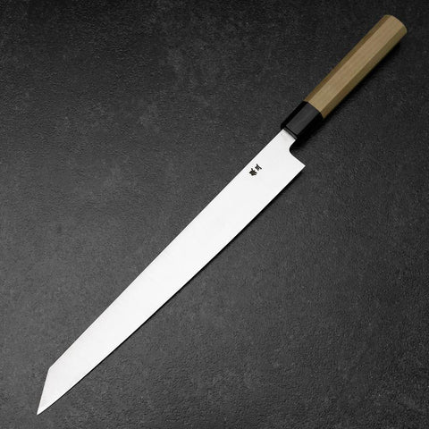 Yanagi Kiritsuke Silver Steel #3 Kasumi Büffelhorn und Magnolienholz Griff 300mm-[Musashi]-[Japan-Küchenmesser]