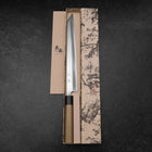 Yanagi Kiritsuke Silver Steel #3 Kasumi Büffelhorn und Magnolienholz Griff 300mm-[Musashi]-[Japan-Küchenmesser]