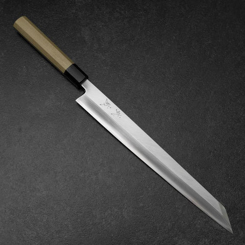 Yanagi Kiritsuke Silver Steel #3 Kasumi Büffelhorn und Magnolienholz Griff 300mm-[Musashi]-[Japan-Küchenmesser]