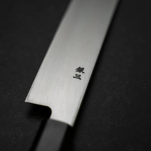 Yanagi Kiritsuke Silver Steel #3 Kasumi Büffelhorn und Teakholz Griff 300mm-[Musashi]-[Japan-Küchenmesser]
