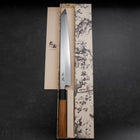 Yanagi Kiritsuke Silver Steel #3 Kasumi Büffelhorn und Teakholz Griff 300mm-[Musashi]-[Japan-Küchenmesser]