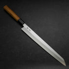 Yanagi Kiritsuke Silver Steel #3 Kasumi Büffelhorn und Teakholz Griff 300mm-[Musashi]-[Japan-Küchenmesser]