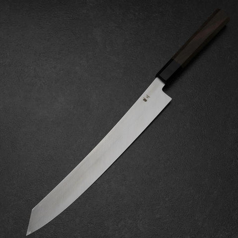 Yanagi Kiritsuke Silver Steel #3 Suminagashi Büffelhorn und Walnussholz Griff 270mm-[Musashi]-[Japan-Küchenmesser]