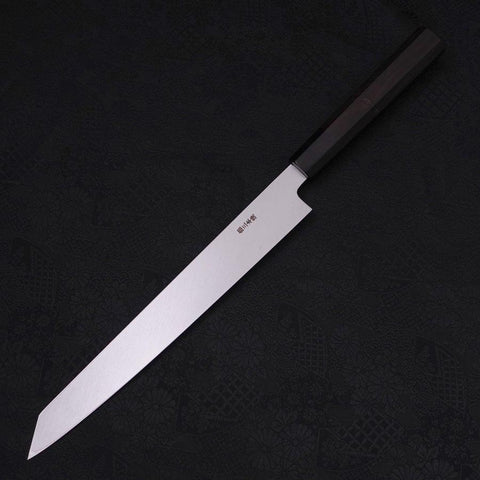 Yanagi Kiritsuke Sliver Steel #3 Honyaki Kagami Büffelhorn und Ebenholz Griff 270mm-[Musashi]-[Japan-Küchenmesser]