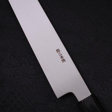 Yanagi Kiritsuke Sliver Steel #3 Honyaki Kagami Büffelhorn und Ebenholz Griff 270mm-[Musashi]-[Japan-Küchenmesser]