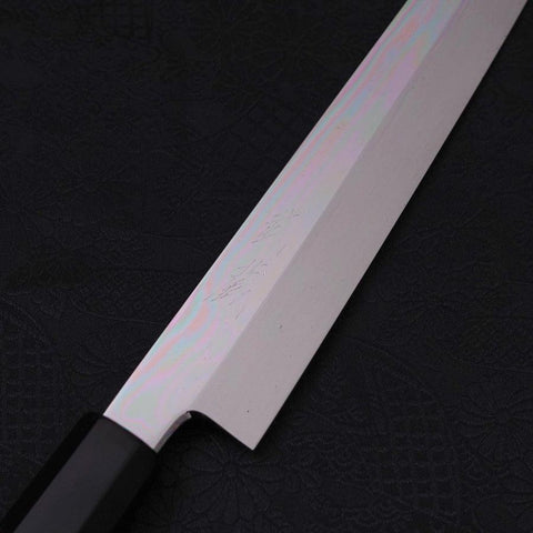 Yanagi Kiritsuke Sliver Steel #3 Honyaki Kagami Büffelhorn und Ebenholz Griff 270mm-[Musashi]-[Japan-Küchenmesser]