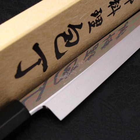 Yanagi Kiritsuke Sliver Steel #3 Honyaki Kagami Büffelhorn und Ebenholz Griff 270mm-[Musashi]-[Japan-Küchenmesser]
