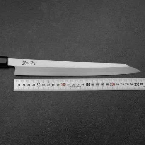 Yanagi Kiritsuke White Steel #2 Kasumi Büffelhorn und Ebenholz Griff 270mm-[Musashi]-[Japan-Küchenmesser]