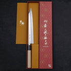 Yanagi Kiritsuke White Steel #2 Kasumi Büffelhorn und Magnolienholz Griff 240mm-[Musashi]-[Japan-Küchenmesser]