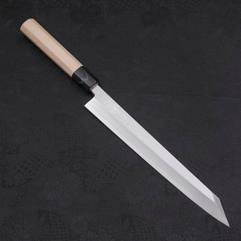 Yanagi Kiritsuke White Steel #2 Kasumi Büffelhorn und Magnolienholz Griff 240mm-[Musashi]-[Japan-Küchenmesser]