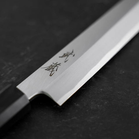 Yanagi Kiritsuke White Steel #2 Kasumi Büffelhorn und Teakholz Griff 270mm-[Musashi]-[Japan-Küchenmesser]