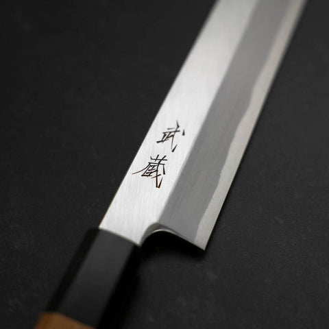 Yanagi Kiritsuke White steel #2 Kasumi Büffelhorn und Teak Griff 300mm-[Musashi]-[Japan-Küchenmesser]