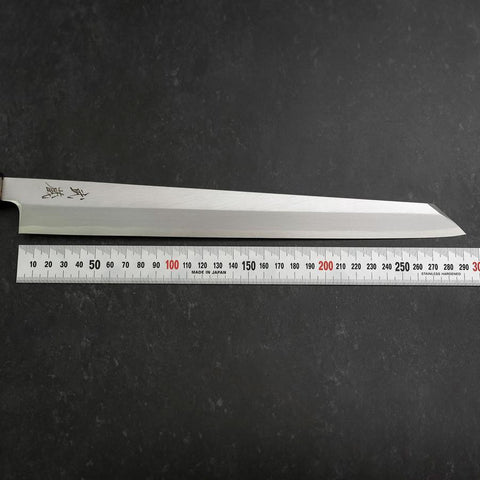 Yanagi Kiritsuke White steel #2 Kasumi Büffelhorn und Teak Griff 300mm-[Musashi]-[Japan-Küchenmesser]