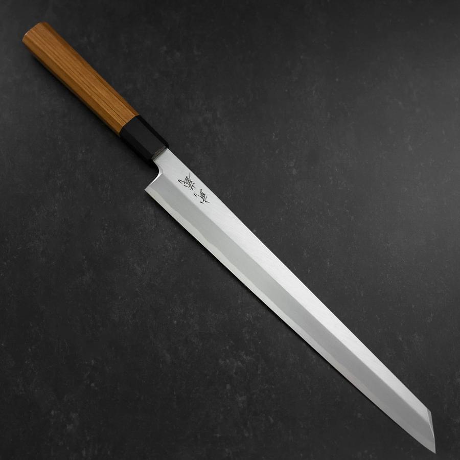 Yanagi Kiritsuke White Steel #2 Kasumi Büffelhorn und Teak Griff 300mm-[Musashi]-[Japan-Küchenmesser]