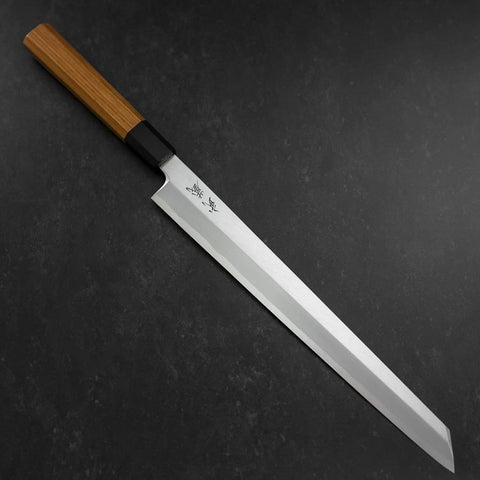 Yanagi Kiritsuke White steel #2 Kasumi Büffelhorn und Teak Griff 300mm-[Musashi]-[Japan-Küchenmesser]