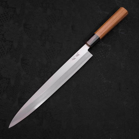 Yanagiba AUS-10 Linkshand Poliert Büffelhorn und Teakholz Griff 270mm-[Musashi]-[Japan-Küchenmesser]