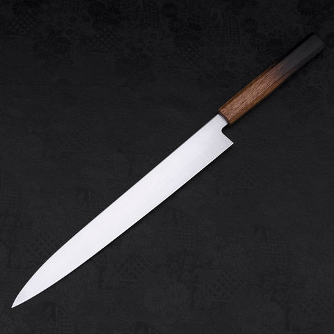 Yanagiba AUS-8 Polished Yaki Urushi Handle 300mm-[Musashi]-[Japanese-Kitchen-Knives]