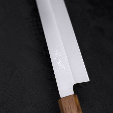 Yanagiba AUS-8 Polished Yaki Urushi Handle 300mm-[Musashi]-[Japanese-Kitchen-Knives]