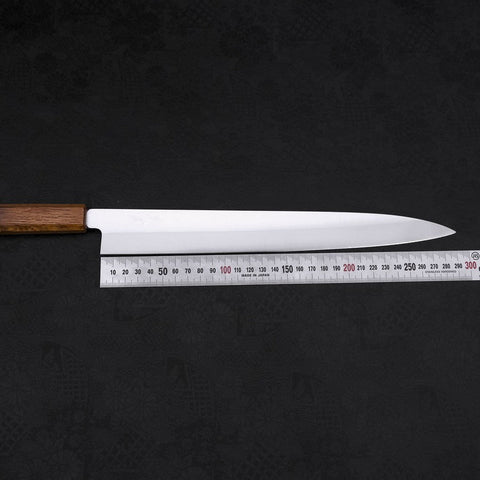 Yanagiba AUS-8 Polished Yaki Urushi Handle 300mm-[Musashi]-[Japanese-Kitchen-Knives]