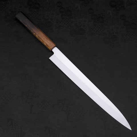 Yanagiba AUS-8 Polished Yaki Urushi Handle 300mm-[Musashi]-[Japanese-Kitchen-Knives]