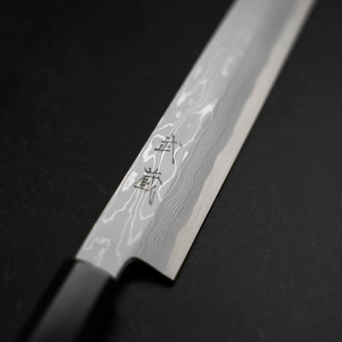 Yanagiba Blue Steel #1 Suminagashi Buffalo Ebony Handle With Sheath 270mm (10.6”)-[Musashi]-[Japan-Küchenmesser]