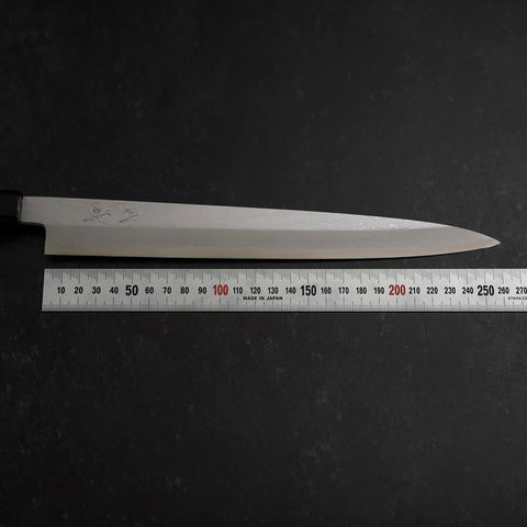 Yanagiba Blue Steel #1 Suminagashi Buffalo Ebony Handle With Sheath 270mm (10.6”)-[Musashi]-[Japan-Küchenmesser]