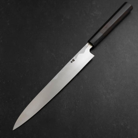 Yanagiba Blue Steel #2 Damast Büffelhorn und Ebenholz Griff 210mm-[Musashi]-[Japan-Küchenmesser]