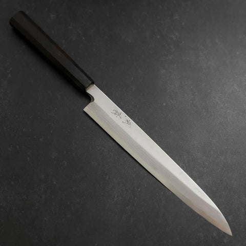 Yanagiba Blue Steel #2 Damast Büffelhorn und Ebenholz Griff 210mm-[Musashi]-[Japan-Küchenmesser]