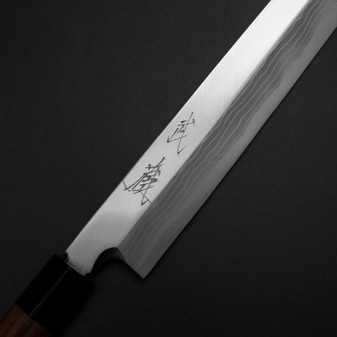 Yanagiba Blue Steel #2 Damast Rosenholz Griff 330mm-[Musashi]-[Japan-Küchenmesser]