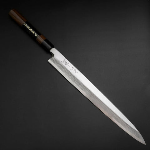 Yanagiba Blue Steel #2 Damast Rosenholz Griff 330mm-[Musashi]-[Japan-Küchenmesser]