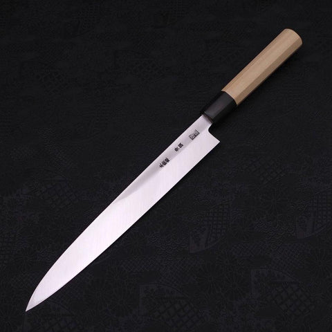 Yanagiba Blue Steel #2 Kasumi Büffelhorn und Magnolienholz Griff 240mm-[Musashi]-[Japan-Küchenmesser]