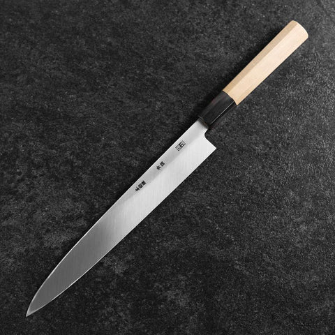 Yanagiba Blue Steel #2 Kasumi Buffalo Magnolia Handle 240mm (9.4”)-[Musashi]-[Japanese-Kitchen-Knives]