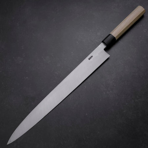 Yanagiba Blue Steel #2 Kasumi Büffelhorn und Magnolienholz Griff 330mm-[Musashi]-[Japan-Küchenmesser]