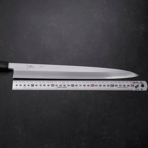 Yanagiba Blue Steel #2 Kasumi Büffelhorn und Magnolienholz Griff 330mm-[Musashi]-[Japan-Küchenmesser]