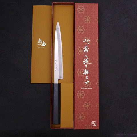 Yanagiba Blue Steel #2 Kasumi Dunkelblauer Urushi Griff 210mm-[Musashi]-[Japan-Küchenmesser]