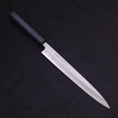 Yanagiba Blue Steel #2 Kasumi Dunkelblauer Urushi Griff 240mm-[Musashi]-[Japan-Küchenmesser]