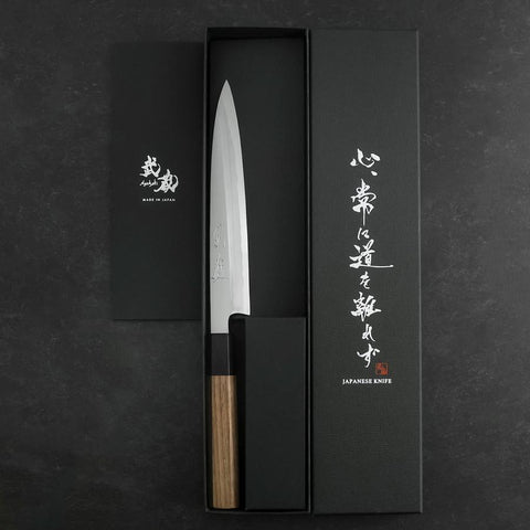 Yanagiba Blue Steel #2 Kasumi Walnussholz Griff 180mm-[Musashi]-[Japan-Küchenmesser]