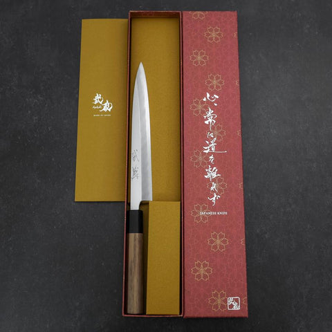 Yanagiba Blue Steel #2 Kasumi Walnussholz Griff 200mm-[Musashi]-[Japan-Küchenmesser]