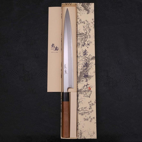 Yanagiba Blue Steel #2 Kasumi Walnussholz Griff 300mm-[Musashi]-[Japan-Küchenmesser]