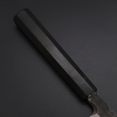Yanagiba Blue Steel #2 Kurouchi Büffelhorn und Ebenholz Griff 200mm-[Musashi]-[Japan-Küchenmesser]